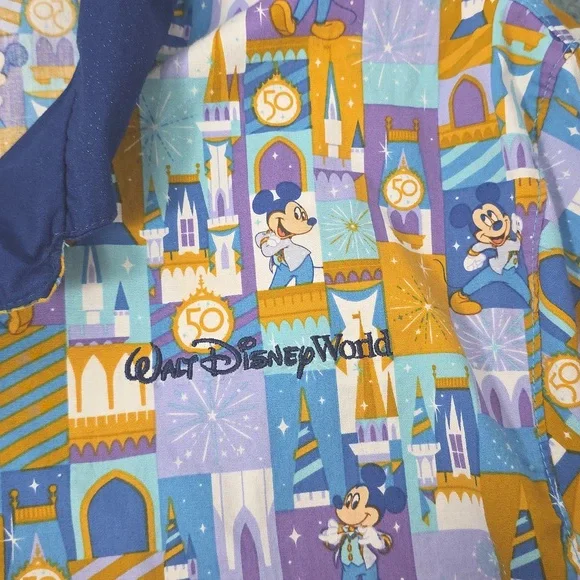 Walt Disney 50th Anniversary Mickey Mouse Button Up - Picture 3 of 5